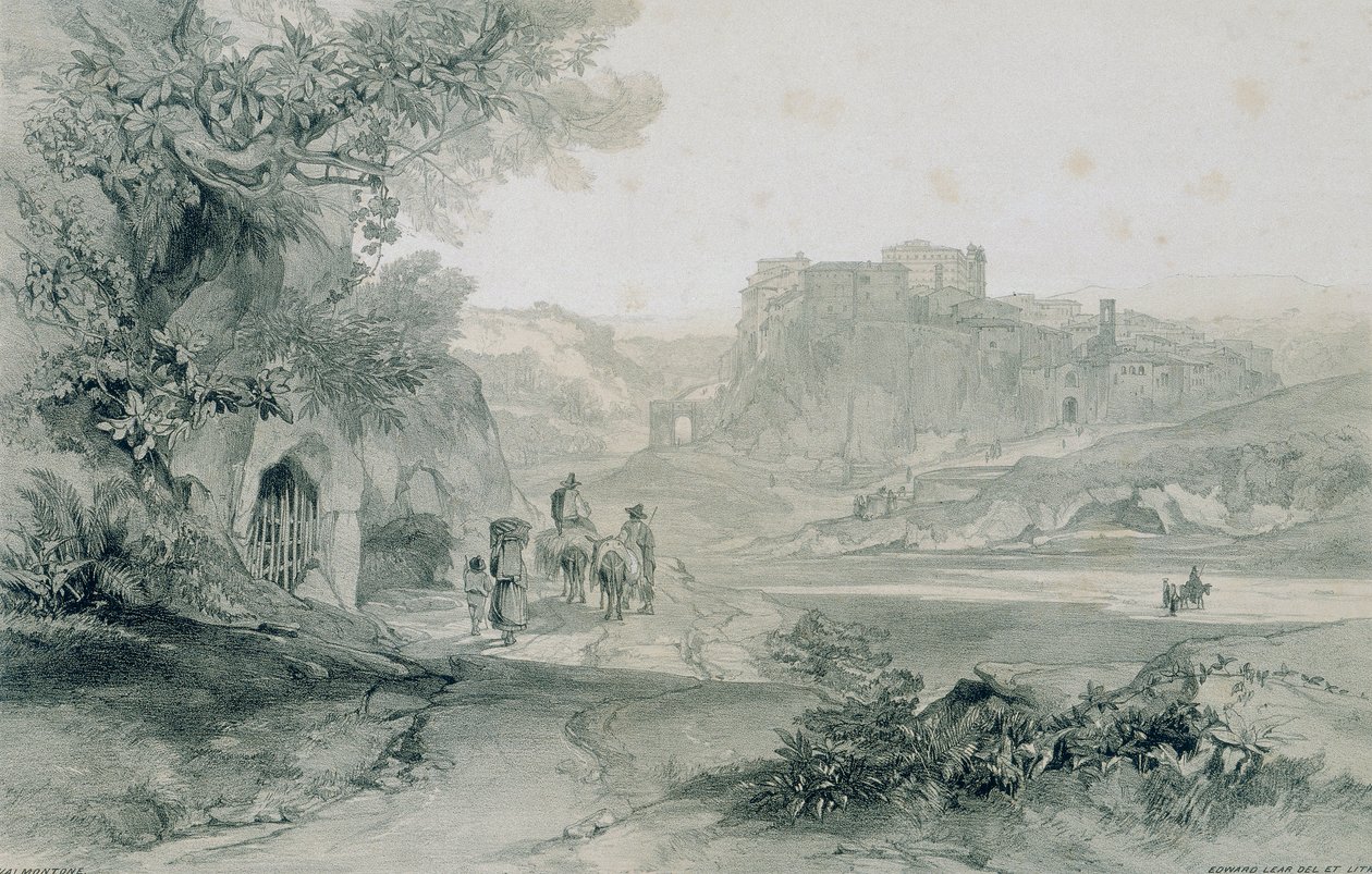 Vistas em Roma e seus arredores: cidade e palácio de Valmontone de Edward Lear