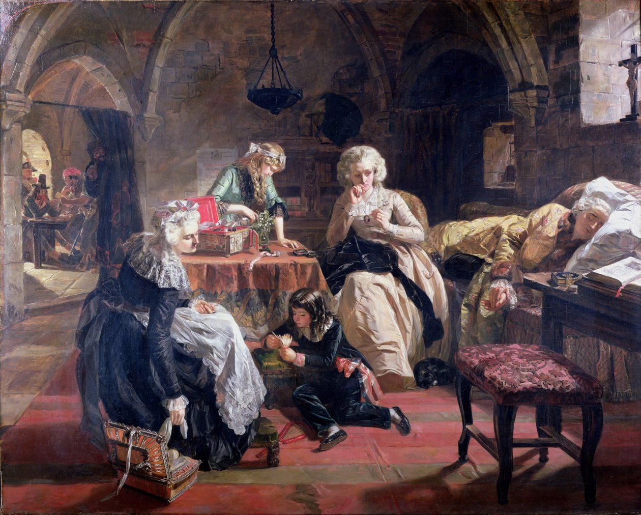 A Família Real da França na Prisão do Templo em 1792, 1851 de Edward Matthew Ward