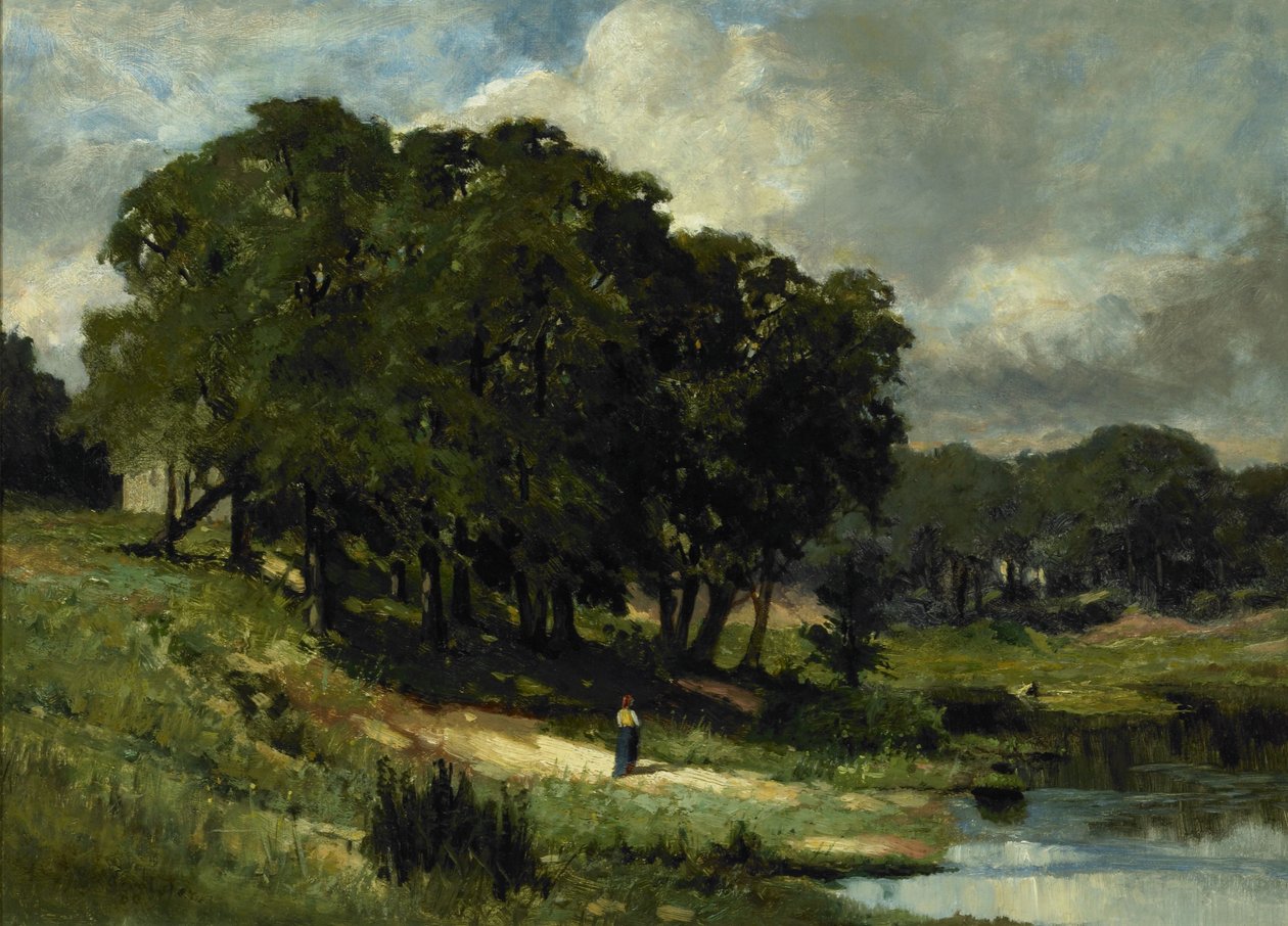 Mulher, ficar, perto, um, lagoa de Edward Mitchell Bannister