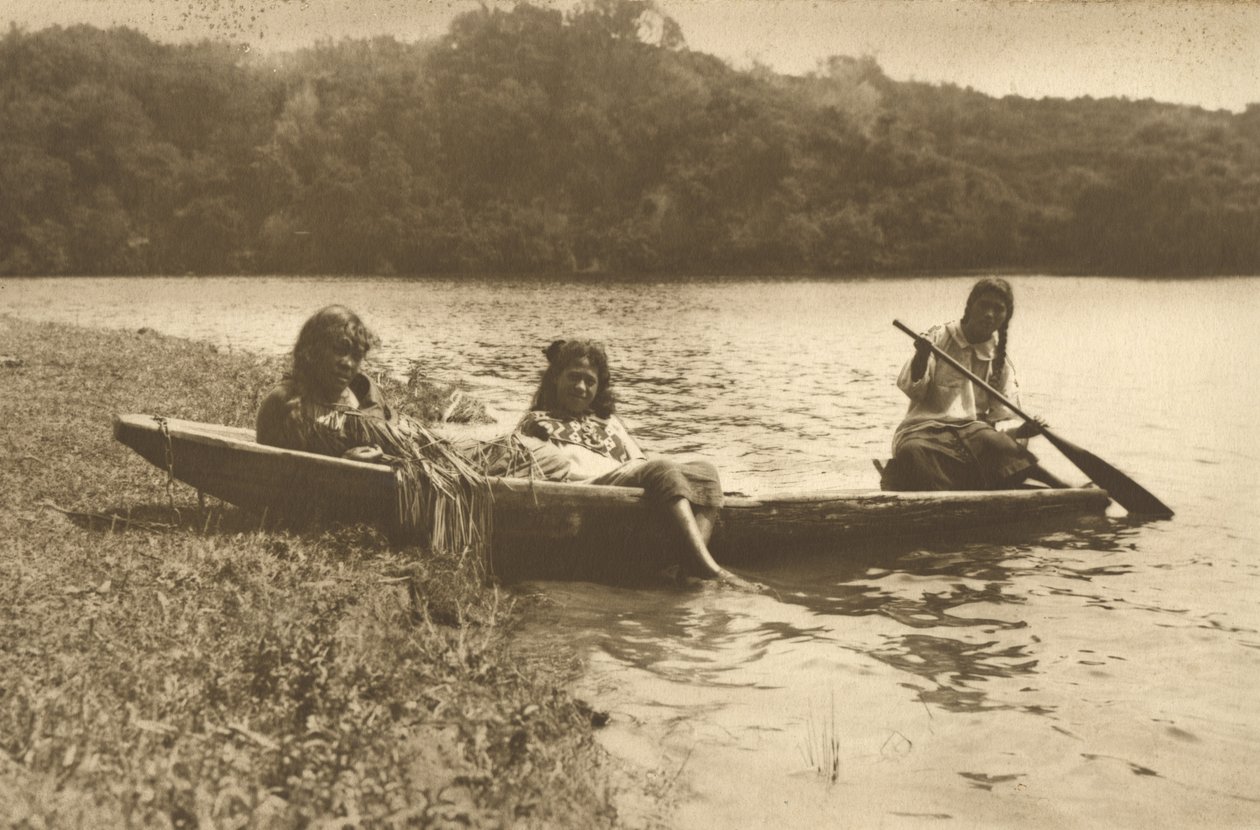 Waka, Lago Rotoiti, c.1915 (impressão de gelatina de prata) de Edward Payton