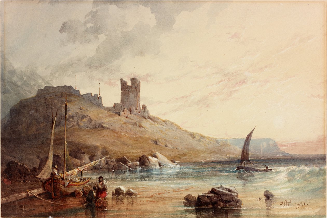 Castelo de Dunstanburgh (bodycolour) de Edward Richardson