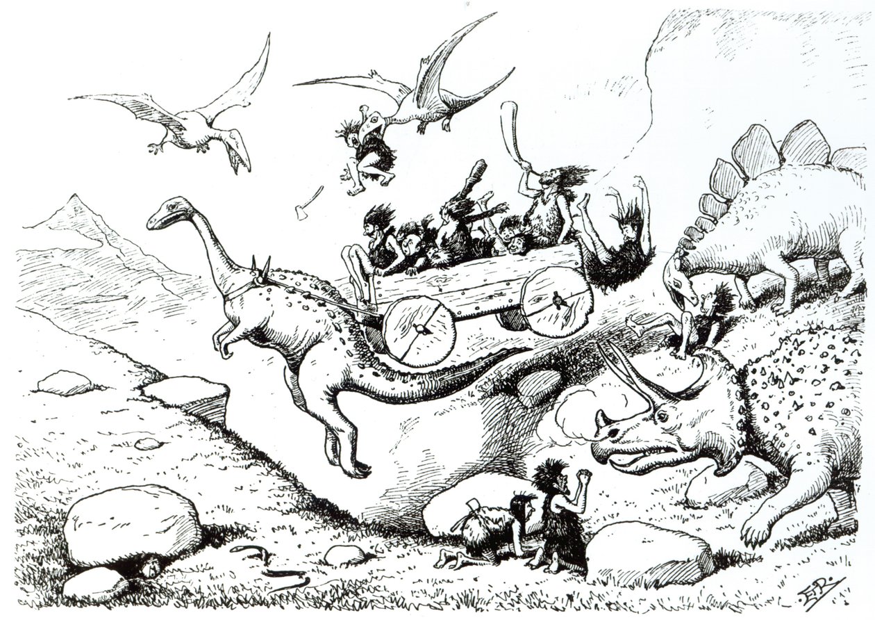Peeps pré-históricos, 1894 (caneta e tinta) de Edward Tennyson Reed