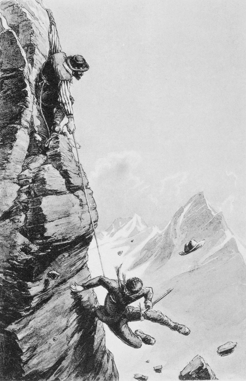 O acidente em Sefton, de "Scrambles Amongst the Alps", de Edward Whymper, publicado em 1871 de Edward Whymper