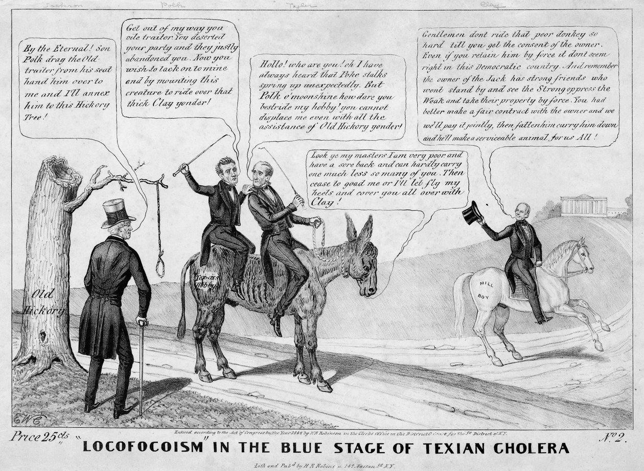 Locofocoism no estágio azul da cólera texana, publicado por HR Robinson, Nova York, 1844 de Edward Williams Clay
