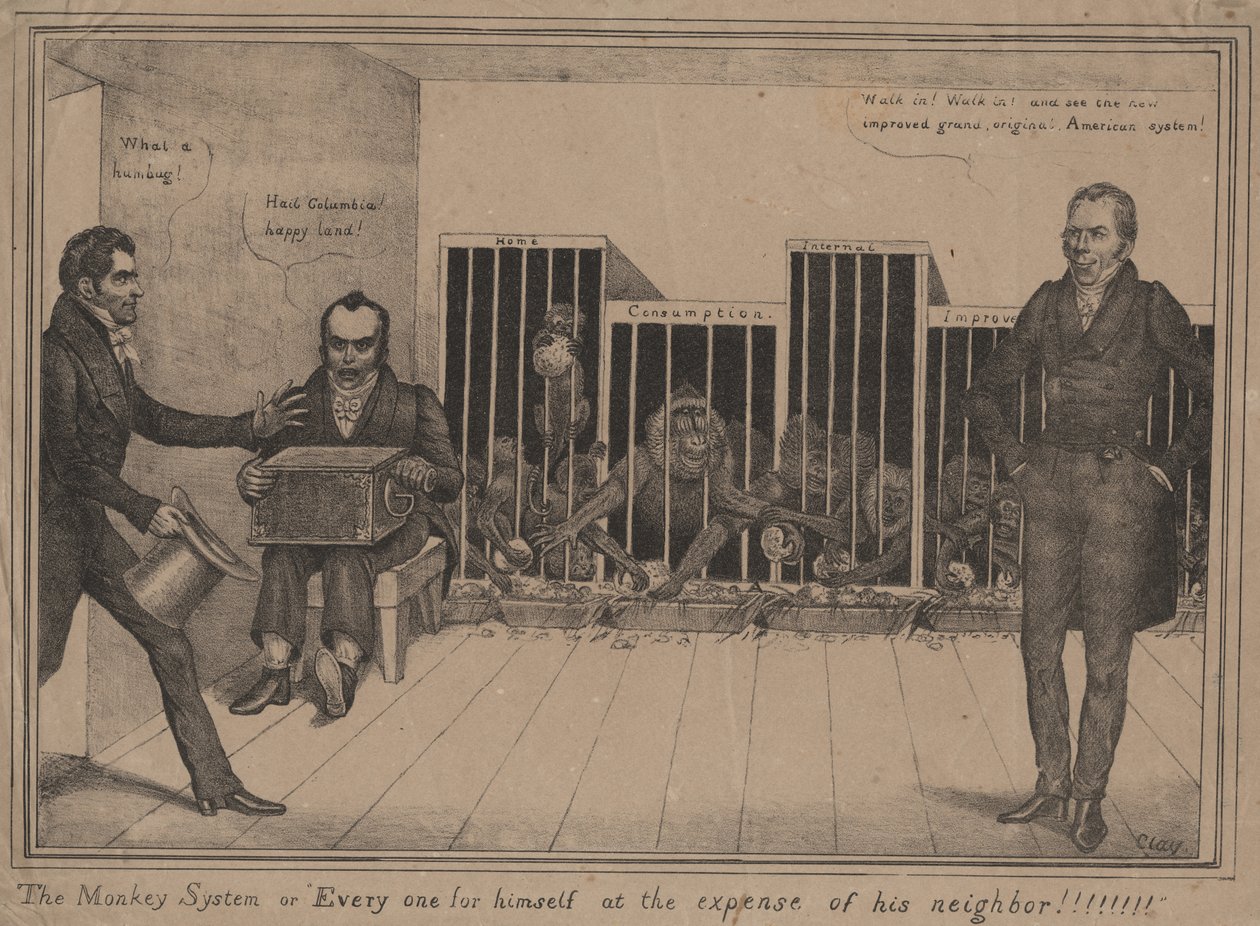 O sistema do macaco ou cada um para ele mesmo à custa de seu vizinho !!!!!!!!, 1831 de Edward Williams Clay