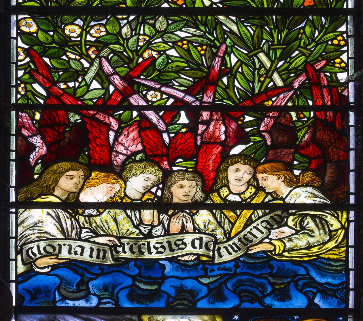 Monkton freira, St Mary, Morris Marshall e Faulkner & Co, William Morris, Edward Burne-Jones, coro de anjo, 1873 de Edward and Morris Burne Jones