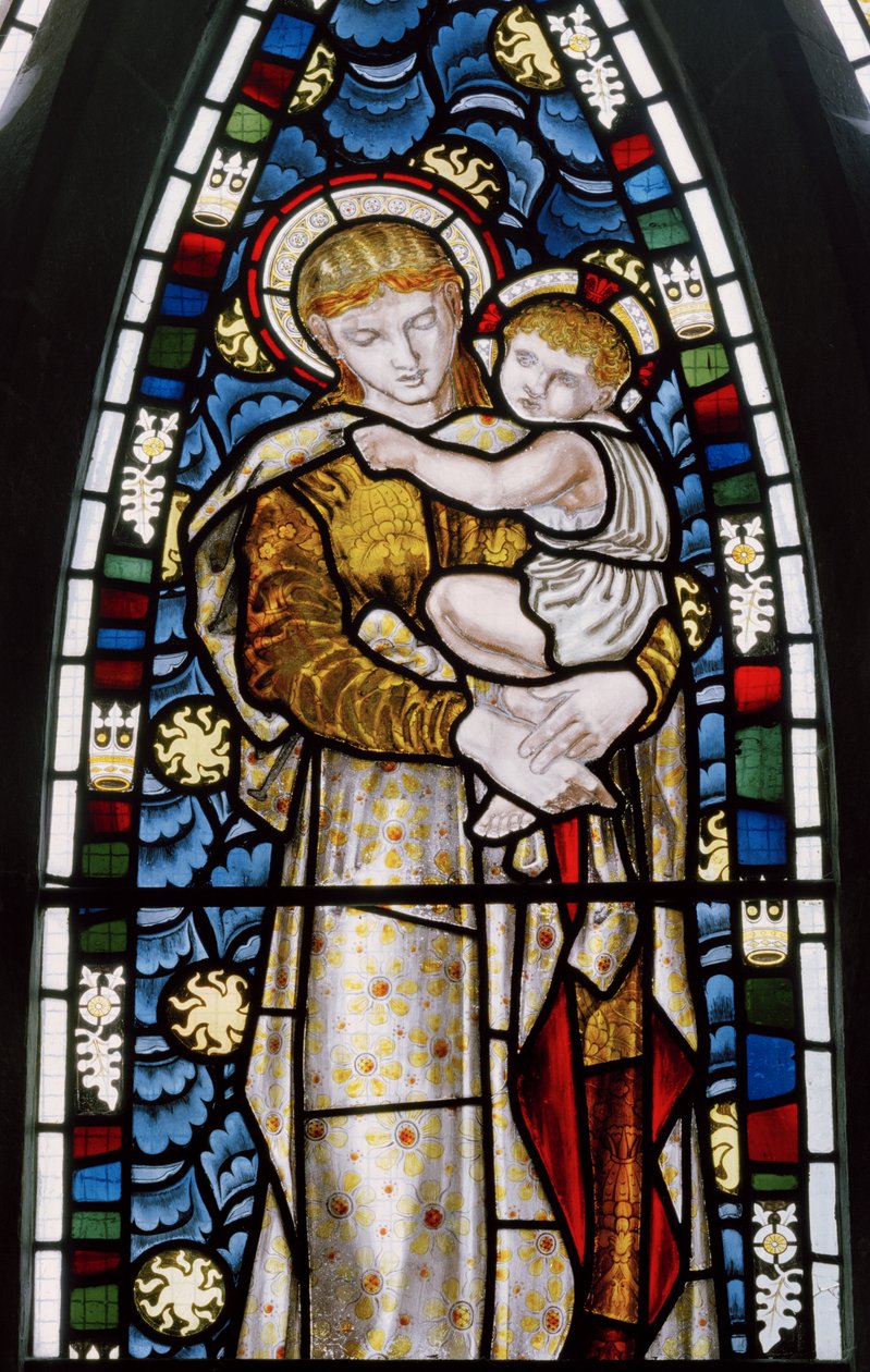 Tilehurst, St Michael, Morris Marshall e Faulkner & Co, William Morris, Edward Burne-Jones, Madonna e criança, 1869 de Edward and Morris Burne Jones
