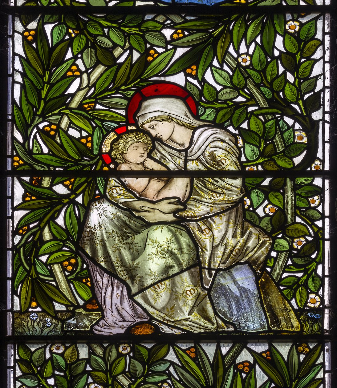 Nun Monkton, St Mary, Morris Marshall e Faulkner & Co, William Morris, Edward Burne-Jones, Madonna e criança, 1873 de Edward and Morris Burne Jones