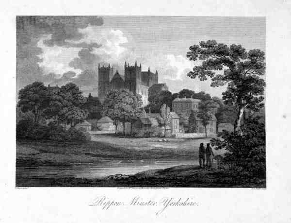 Ripon Minster, gravado por J. C. Smith de Edward (after) Dayes