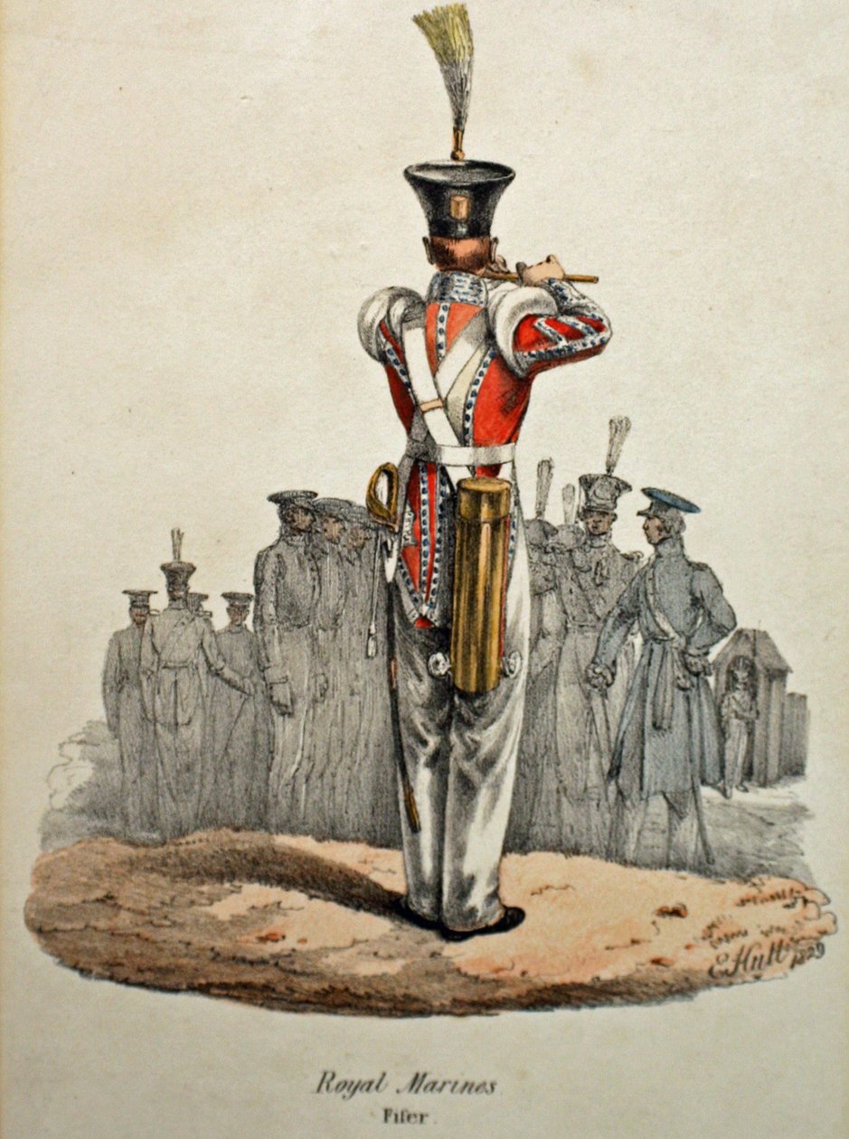 Royal Marines Fifer, c.1829 (cor da mão, litho) de Edward (after) Hull