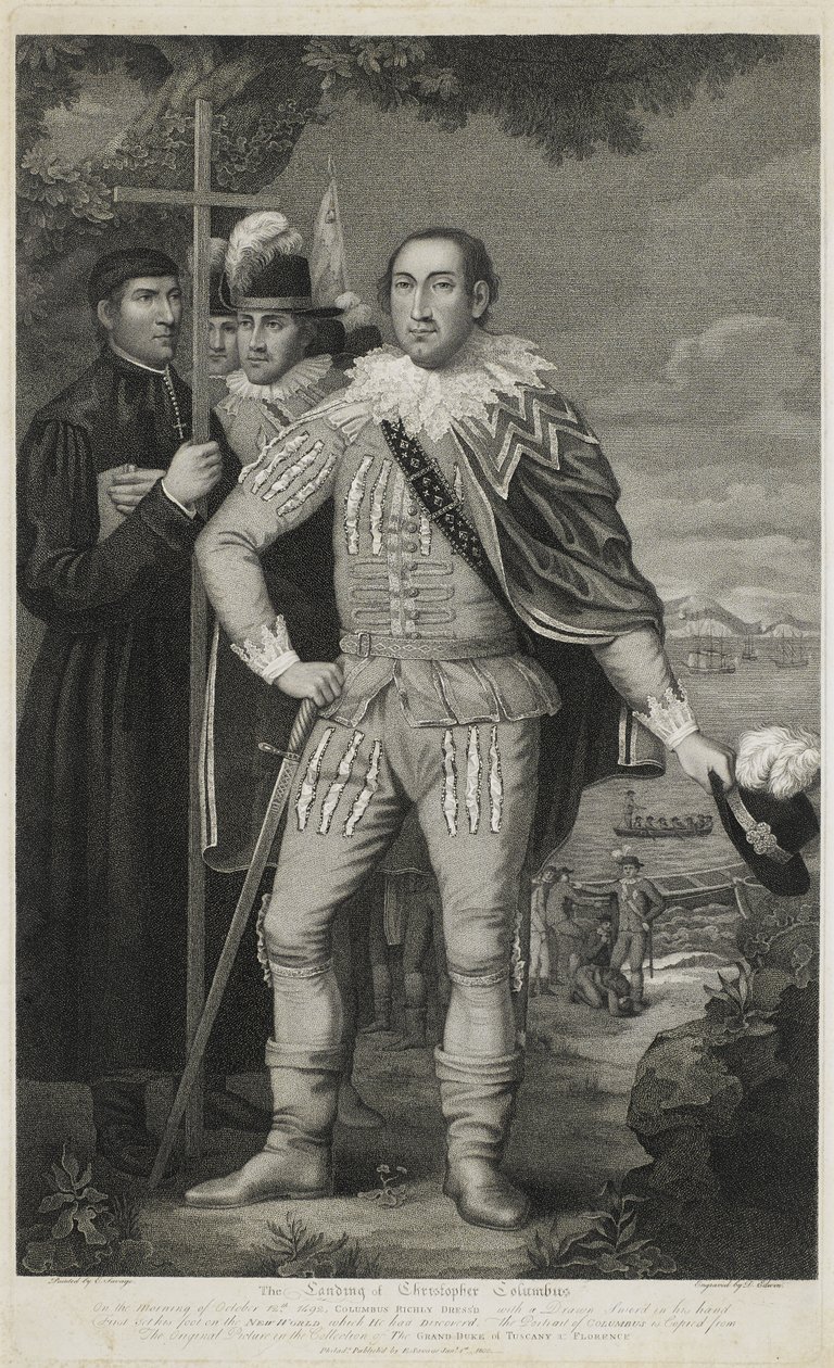 Aterragem de Cristóvão Colombo, gravada por David Edwin (1776-1841) de Edward (after) Savage