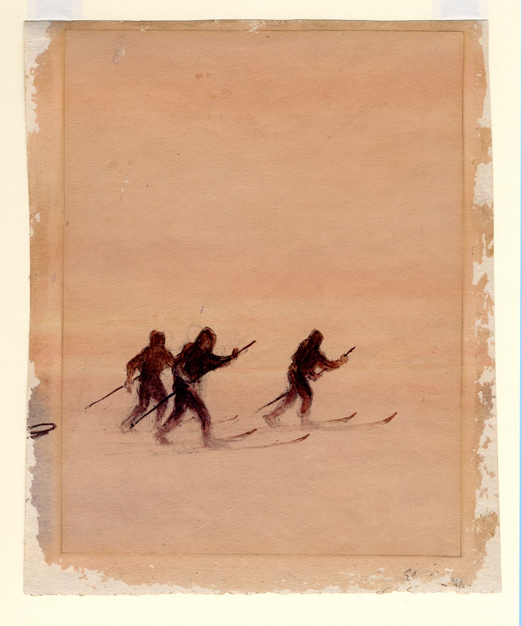 Homens em esquis, 1901-04 (wc no papel) de Edward Adrian Wilson