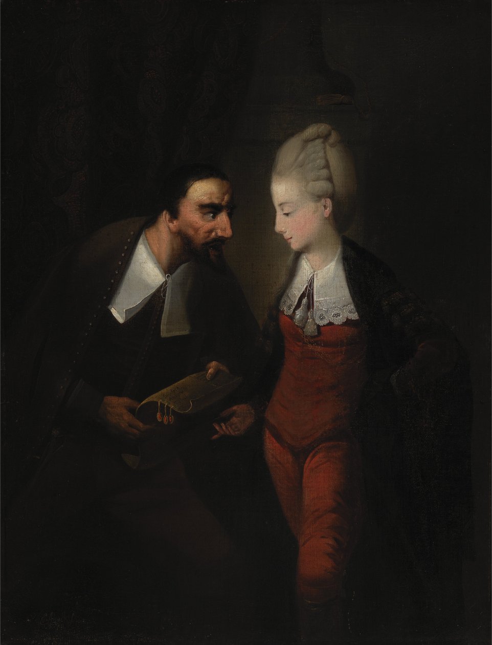 Pórcia e Shylock, de "O Mercador de Veneza", IV, i, de Shakespeare de Edward Alcock
