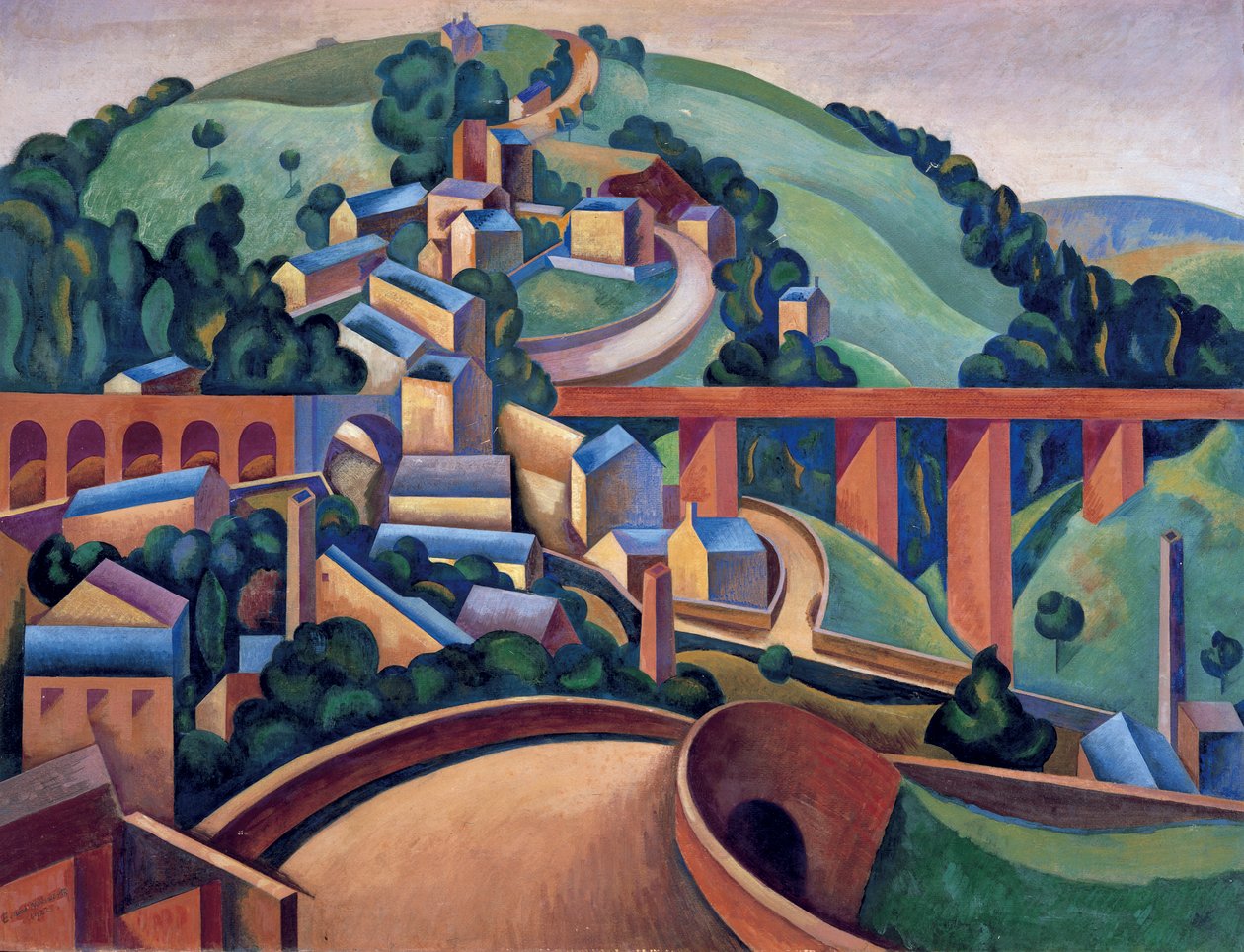 Buxton Village e Broadbottom, perto de Glossop de Edward Alexander Wadsworth