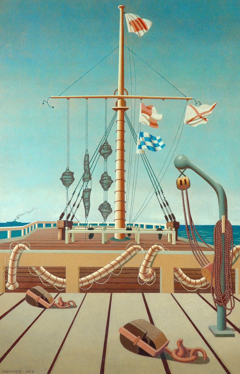 Estação de Sinalização (Molhe) (tempera em painel de madeira) de Edward Alexander Wadsworth