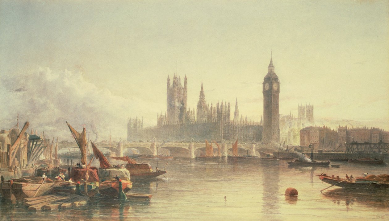As Casas do Parlamento e Westminster Bridge de Edward Angelo Goodall