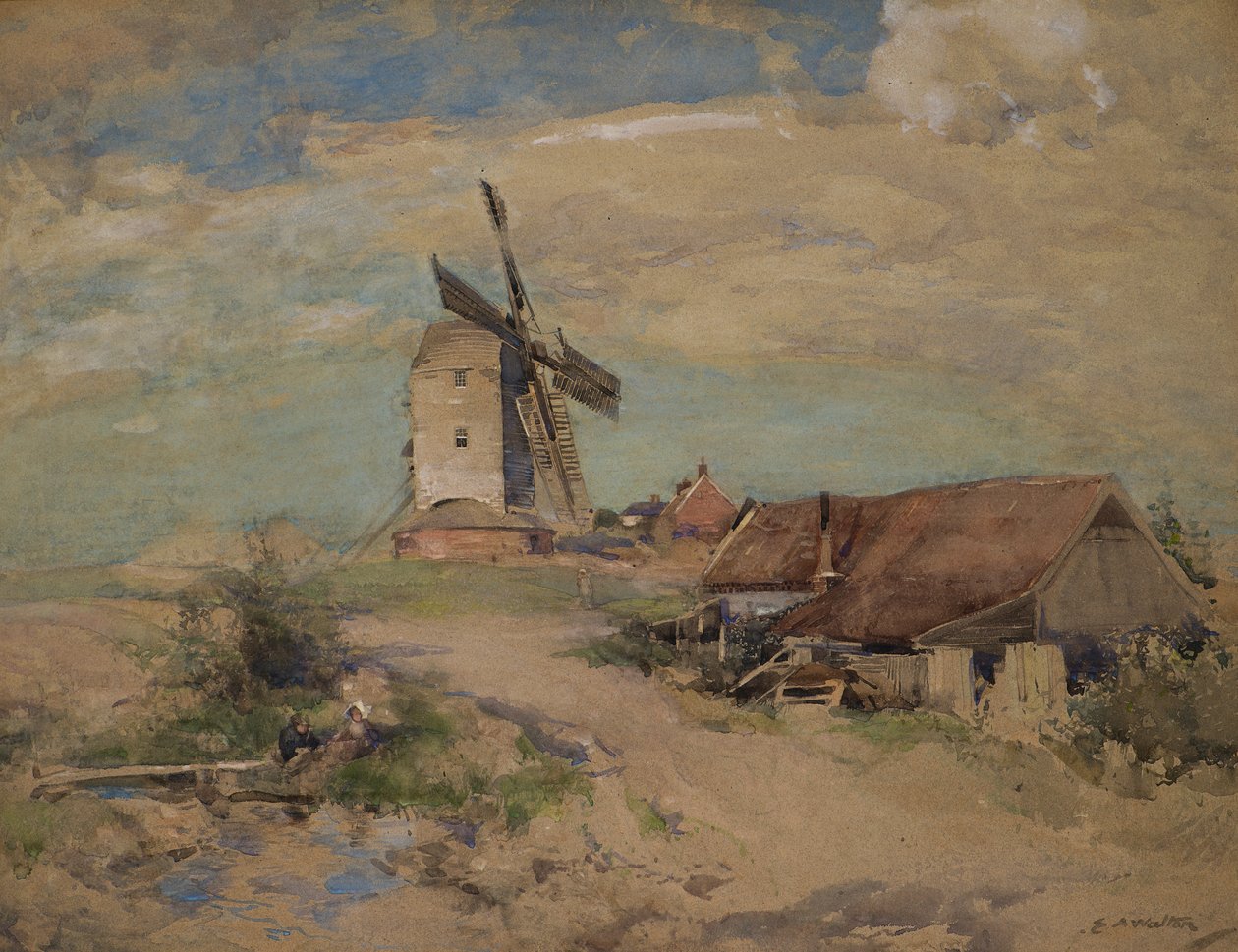 O Moinho de Vento, c.1900-04 (aquarela) de Edward Arthur Walton