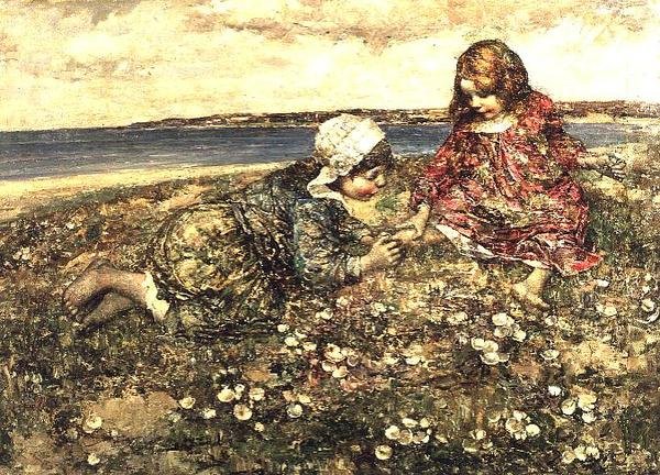 Reunindo Primroses de Edward Atkinson Hornel