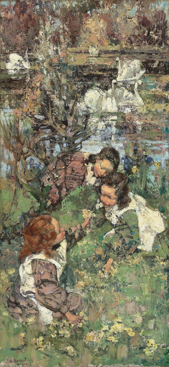 Meninas e Cisnes de Edward Atkinson Hornel
