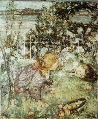 Meninas em um pomar de Edward Atkinson Hornel