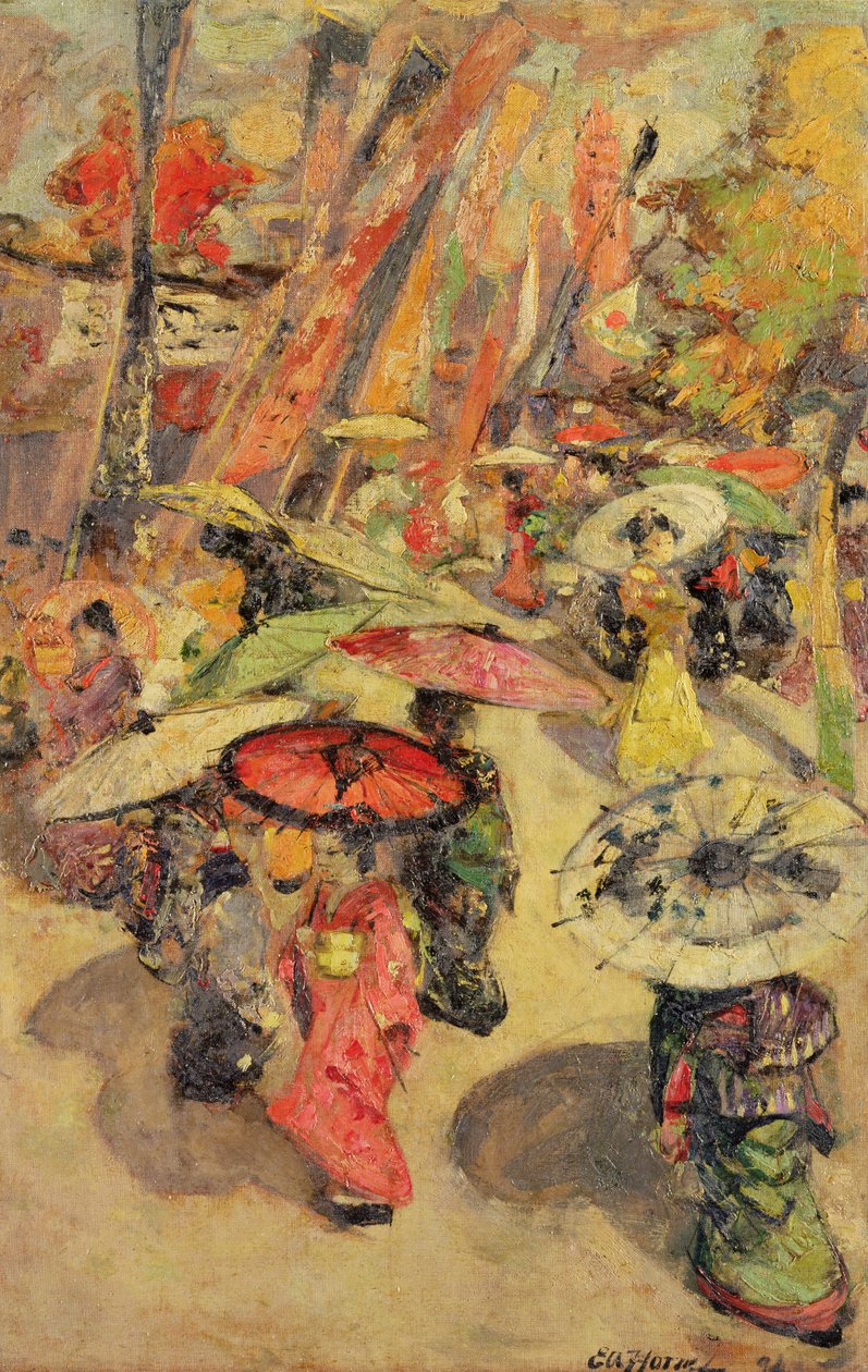 Cena de rua, Tóquio de Edward Atkinson Hornel