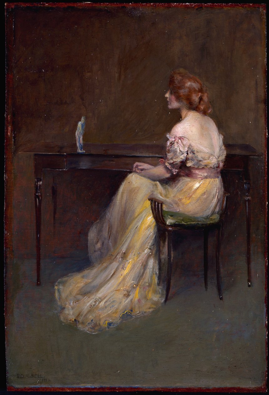 A estatueta (óleo sobre tábua) de Edward August Bell