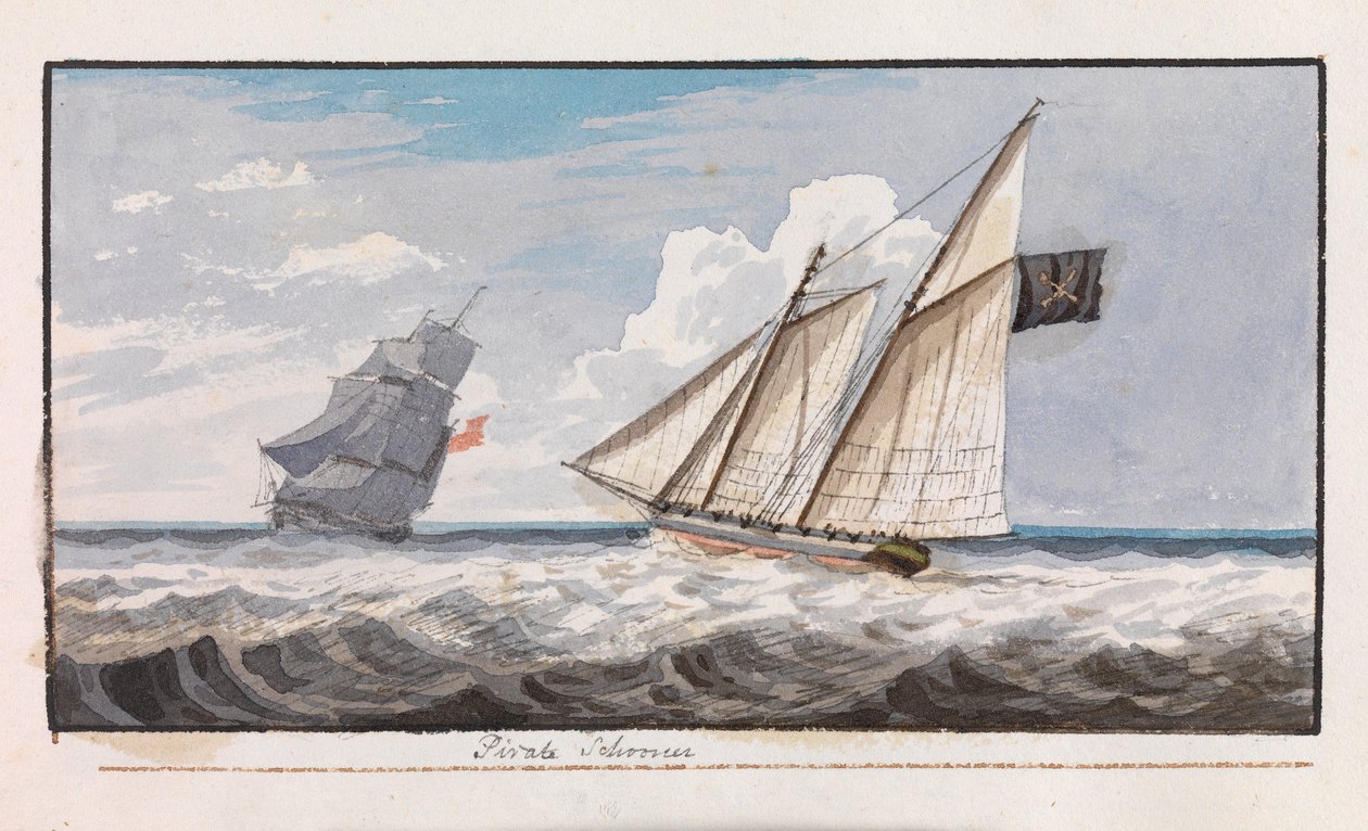 Escuna de piratas, c.1805 (aguarela) de Edward Bamfylde Eagles
