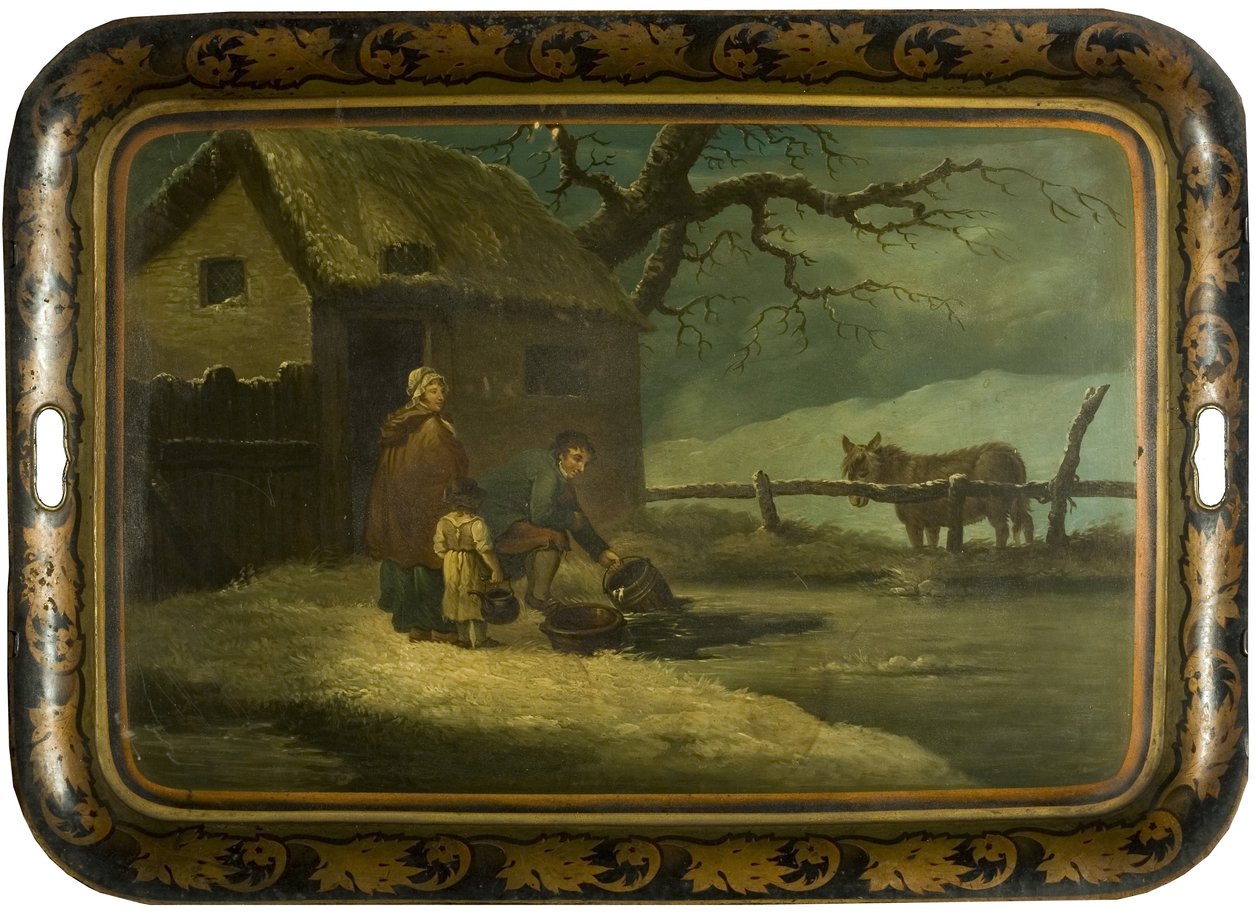 Quebrando o gelo, c.1800 (óleo em lata de chá japonesa) de Edward Bird