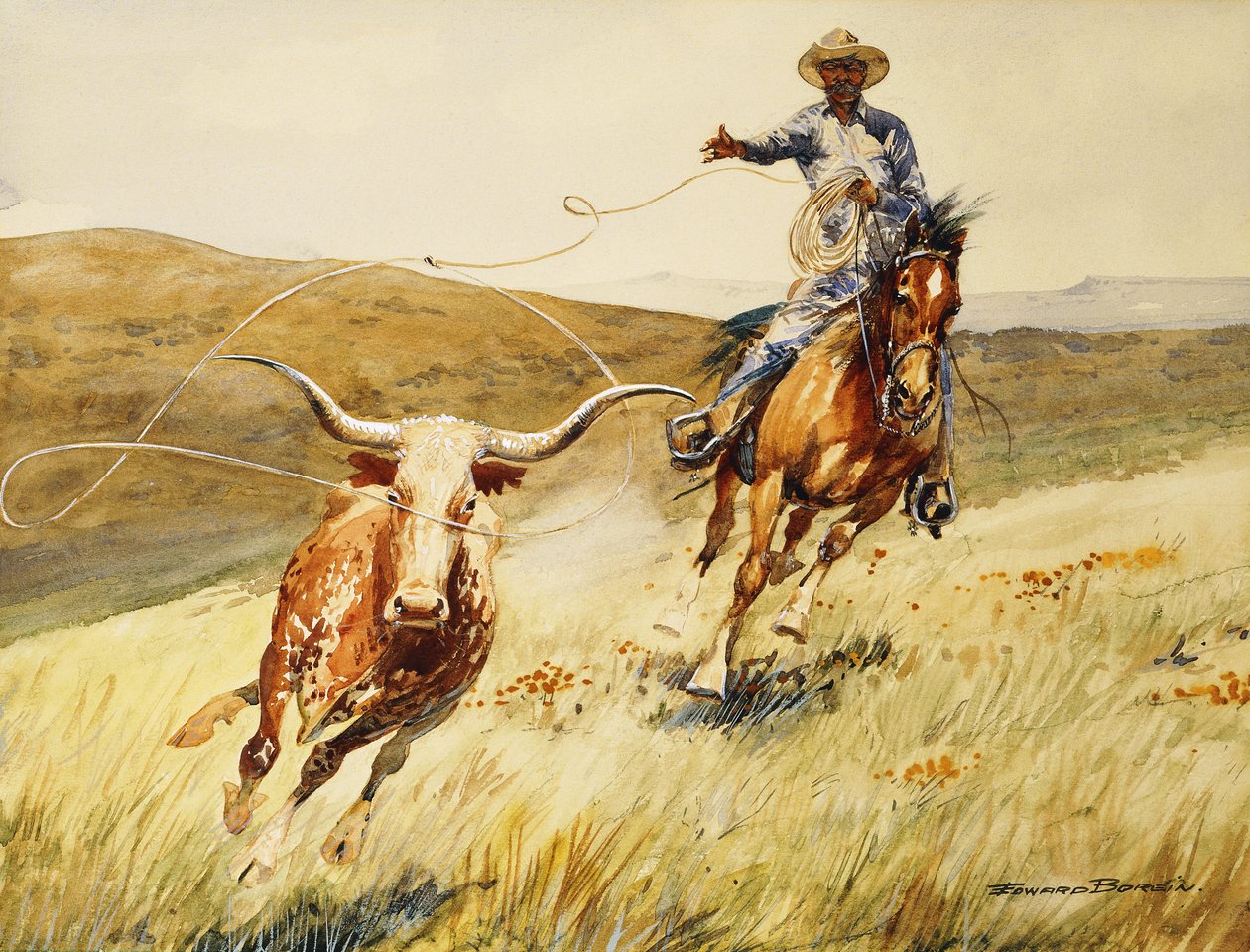 Roping A Steer de Edward Borein