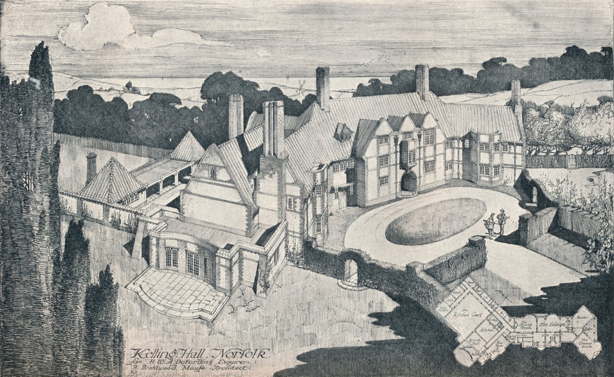 — Kelling Hall, Norfolk. E Brantwood Maufe, A.R.I.B.A., Arquiteto