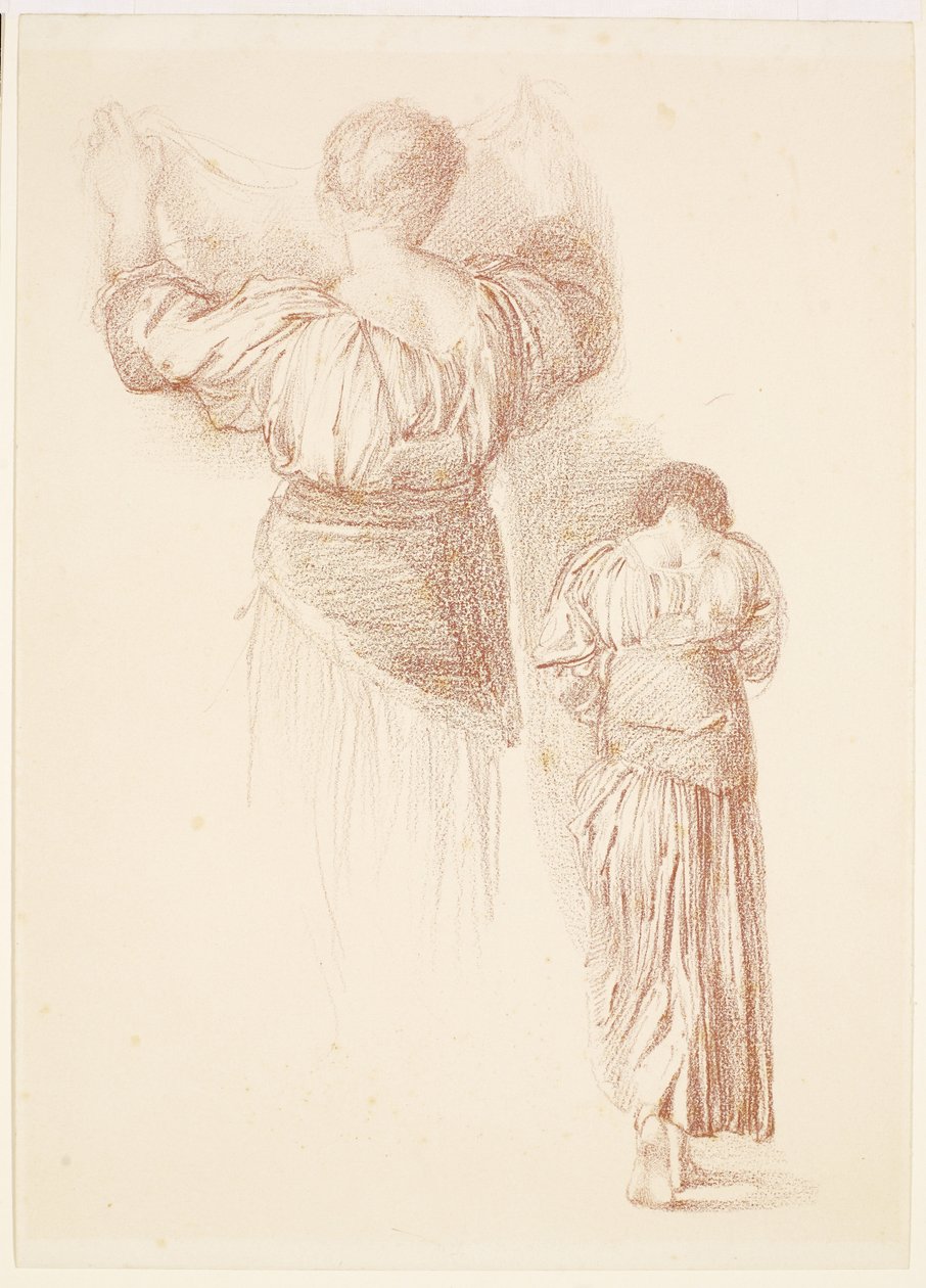 Female - Drapery Studies, Estudos do Drapery feminino visto de costas de Edward Burne-Jones