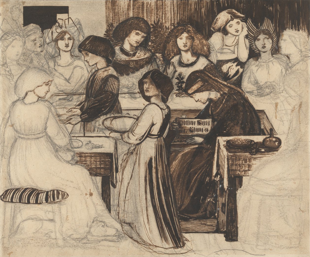 Estudo para a Festa de Casamento de Sir Degrevaunt de Edward Burne-Jones
