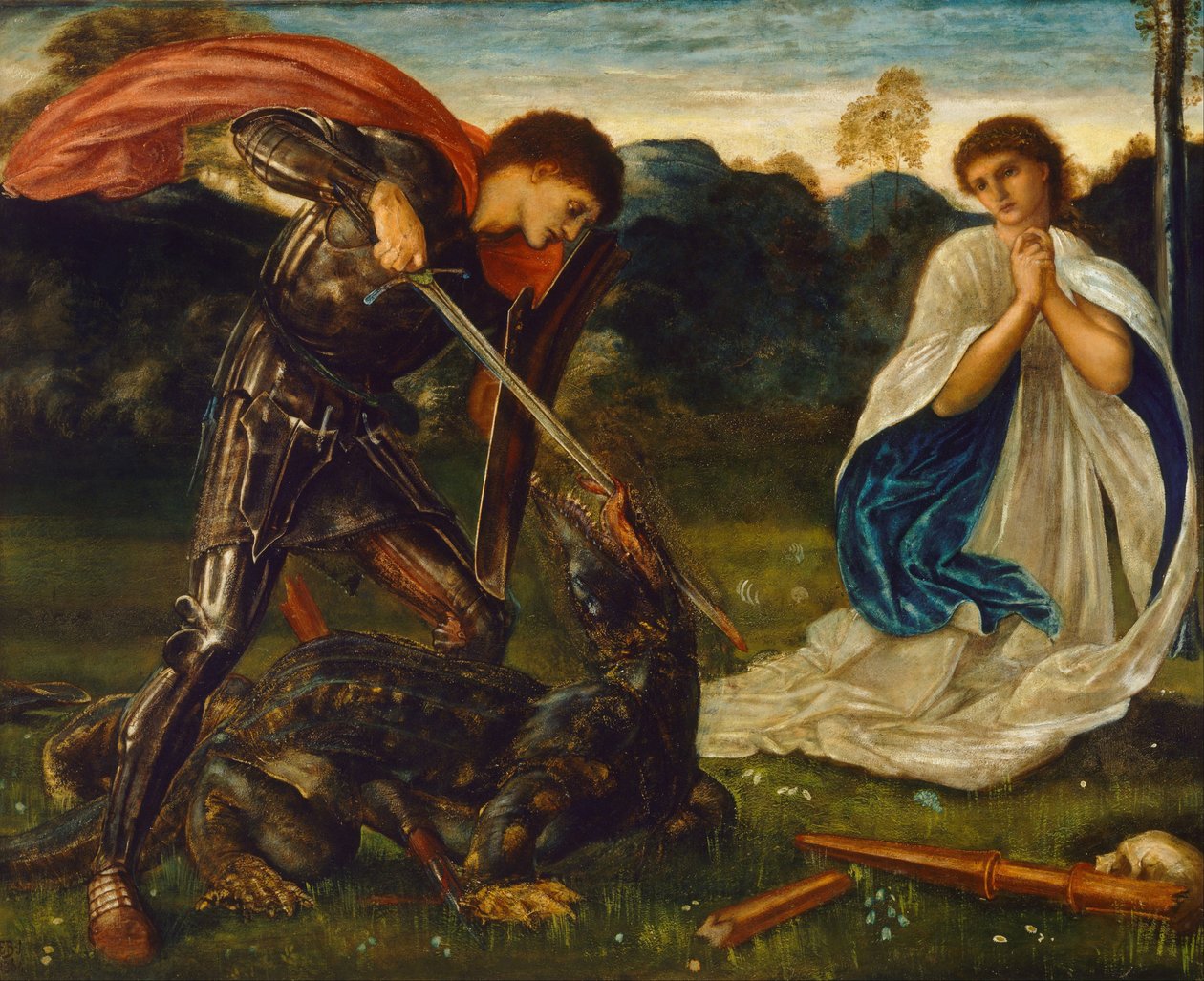 O combate: São Jorge mata o dragão VI de Edward Burne-Jones