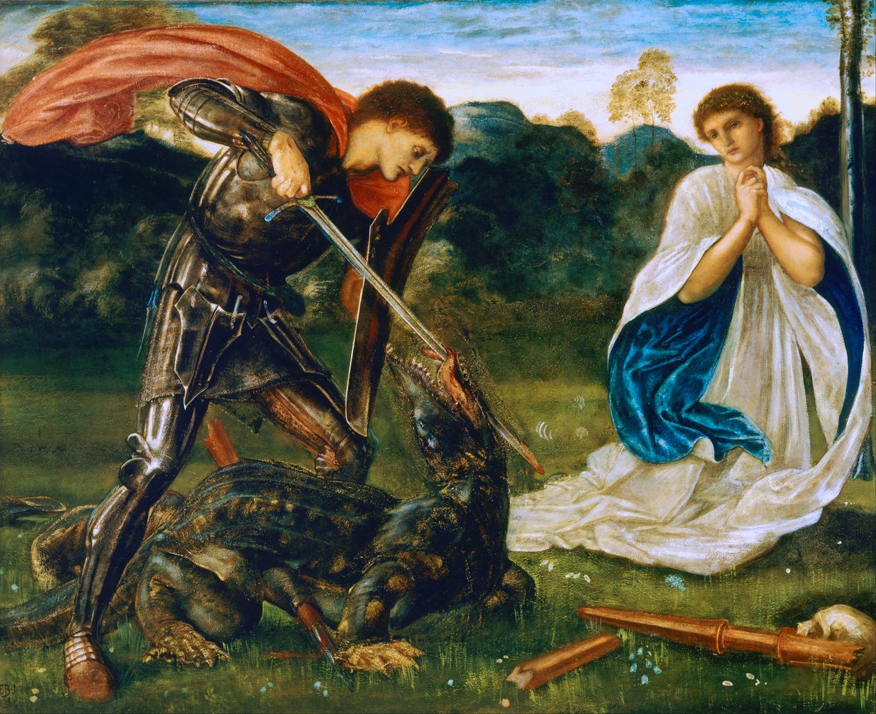 O combate: São Jorge mata o dragão VI de Edward Burne-Jones