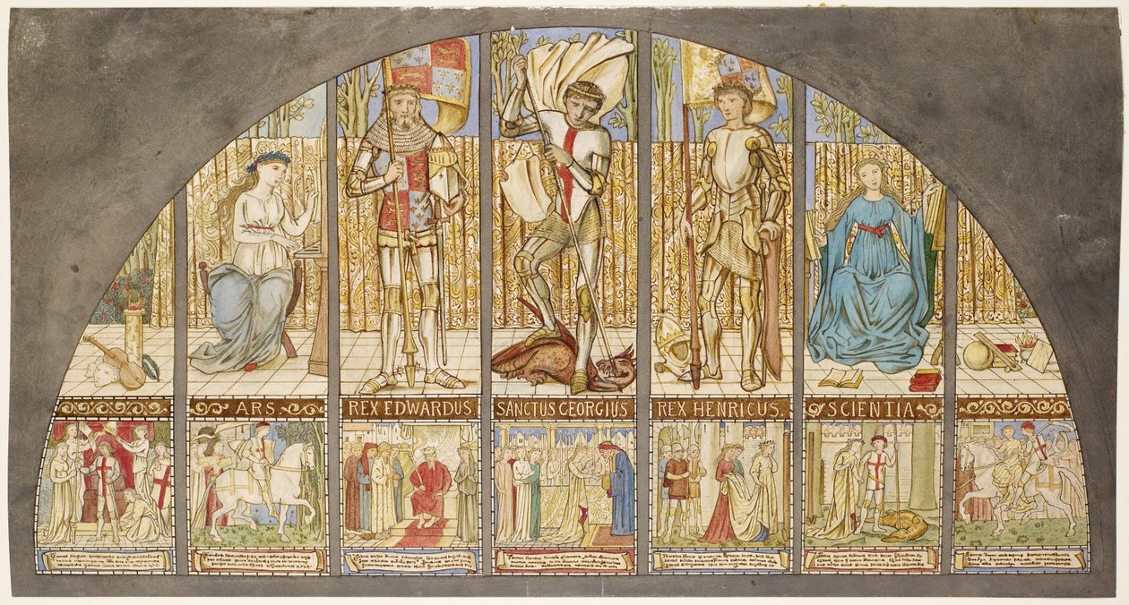 Guerras das Rosas - Eduardo IV, Henrique VI, São Jorge com Alegoria de Edward Burne-Jones