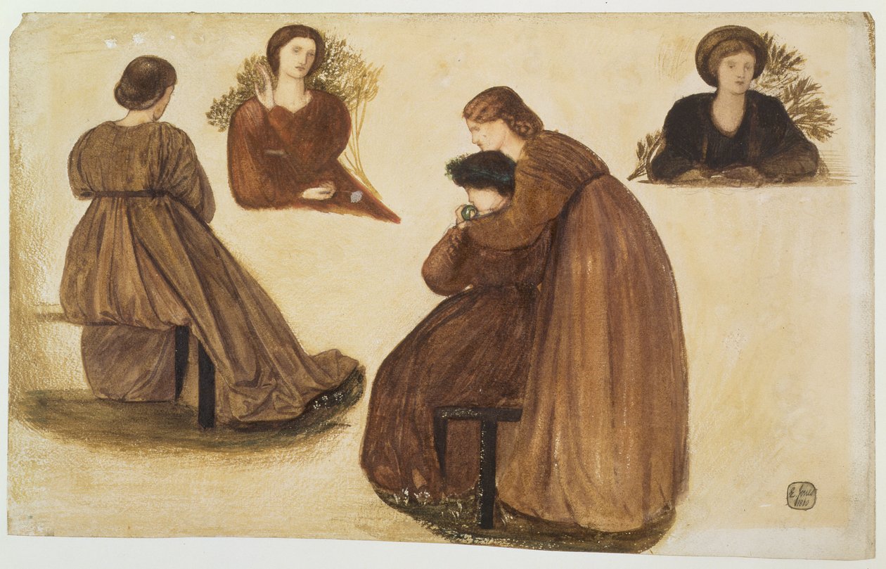 Design para a decoração da Casa Vermelha, (estudos de mulheres) 1860 de Edward Burne Jones