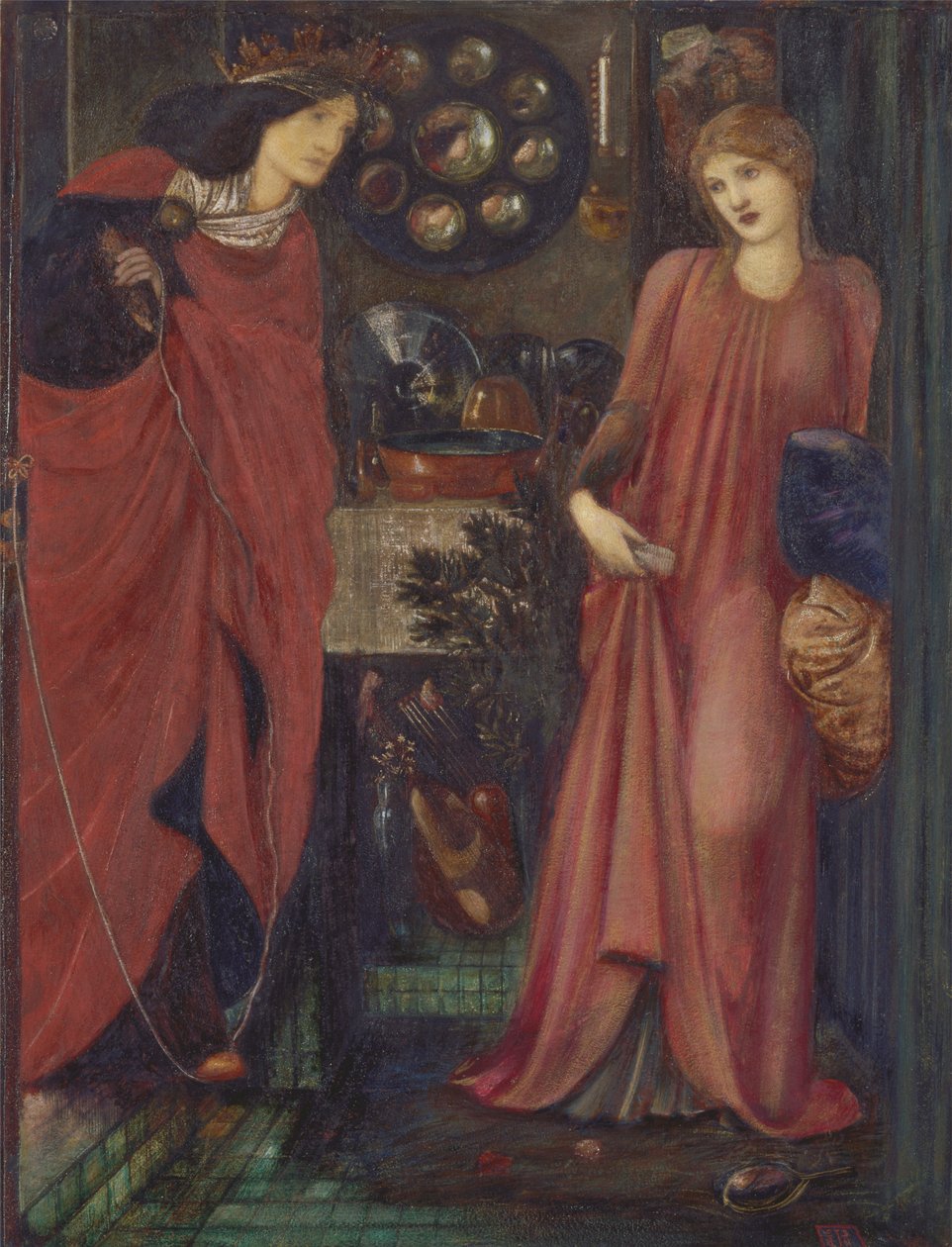 A bela Rosamund e a Rainha Eleanor de Edward Burne Jones