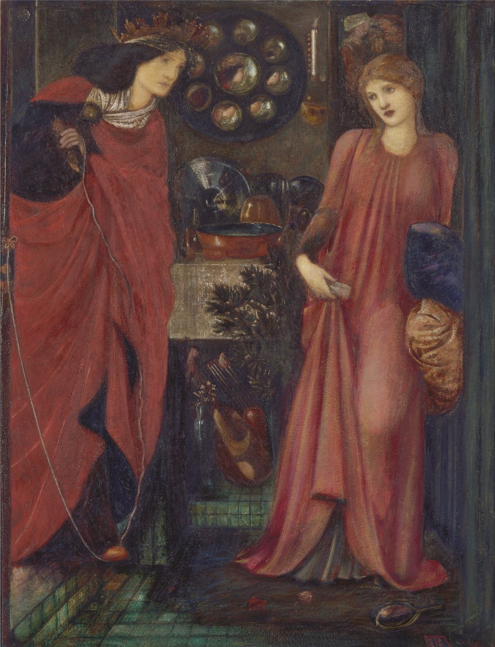 A bela Rosamund e a rainha Eleanor de Edward Burne Jones