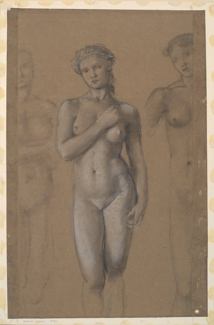 Nu feminino - três estudos, possivelmente para Vênus de Edward Burne Jones