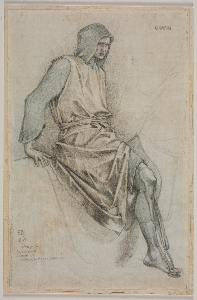 Estudo para o fracasso de Gawain nas tapeçarias do Santo Graal, 1893. de Edward Burne Jones