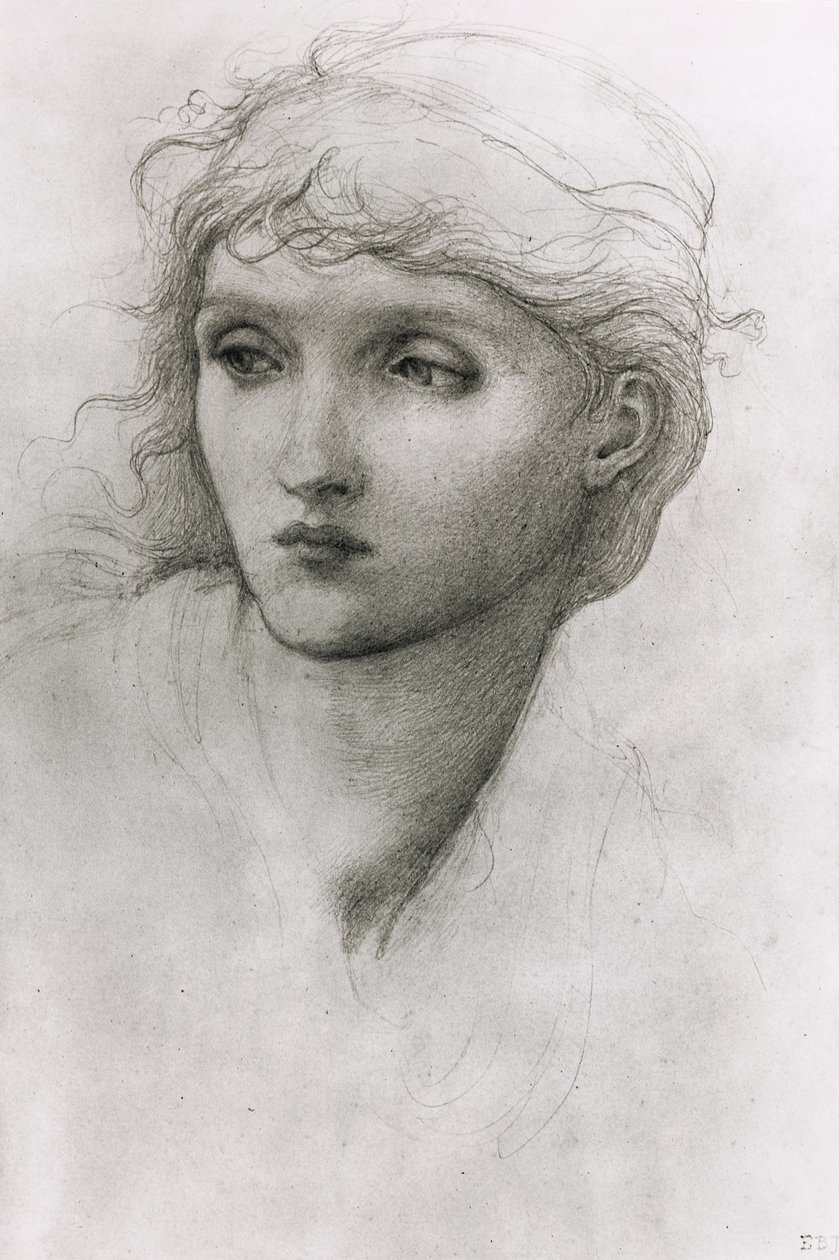 Estudo da cabeça de uma menina de Edward Burne Jones
