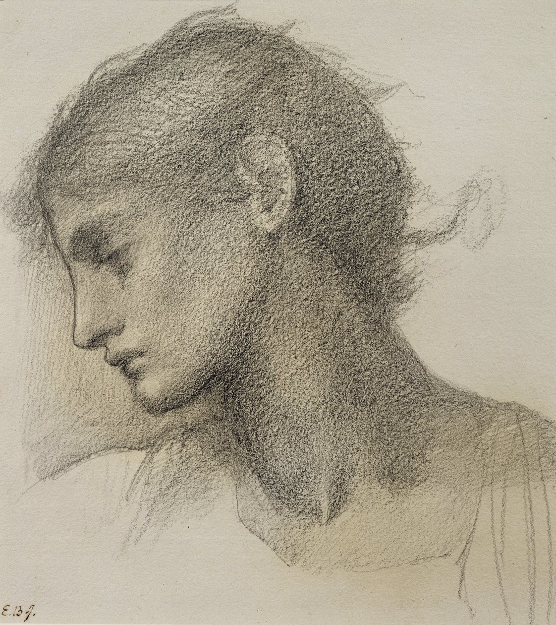 Estudo de uma cabeça, para &39;The Mill&39;, c.1872-80 de Edward Burne Jones