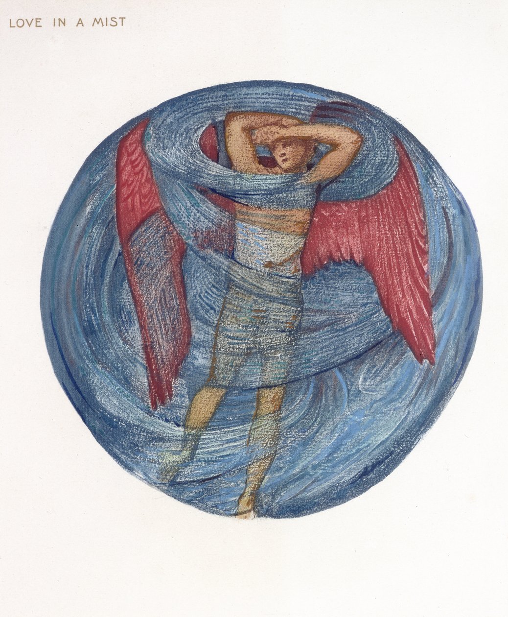O livro da flor: I. Amor em uma névoa, 1905 (litho com guache no papel) de Edward Burne Jones