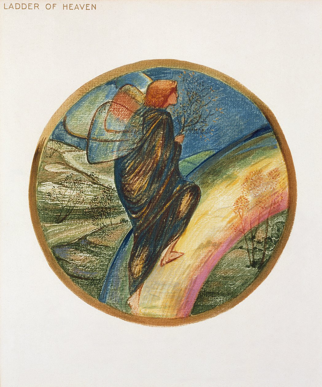 O Livro das Flores: XII. Ladder of Heaven, 1905 (litho com guache sobre papel) de Edward Burne Jones