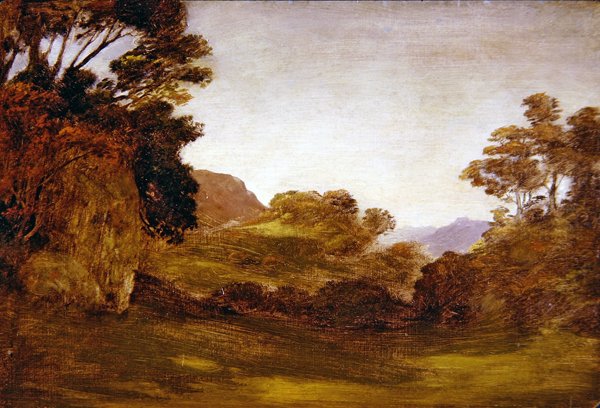 A Road Through A Wooded Landscape (petróleo a bordo) de Edward Calvert