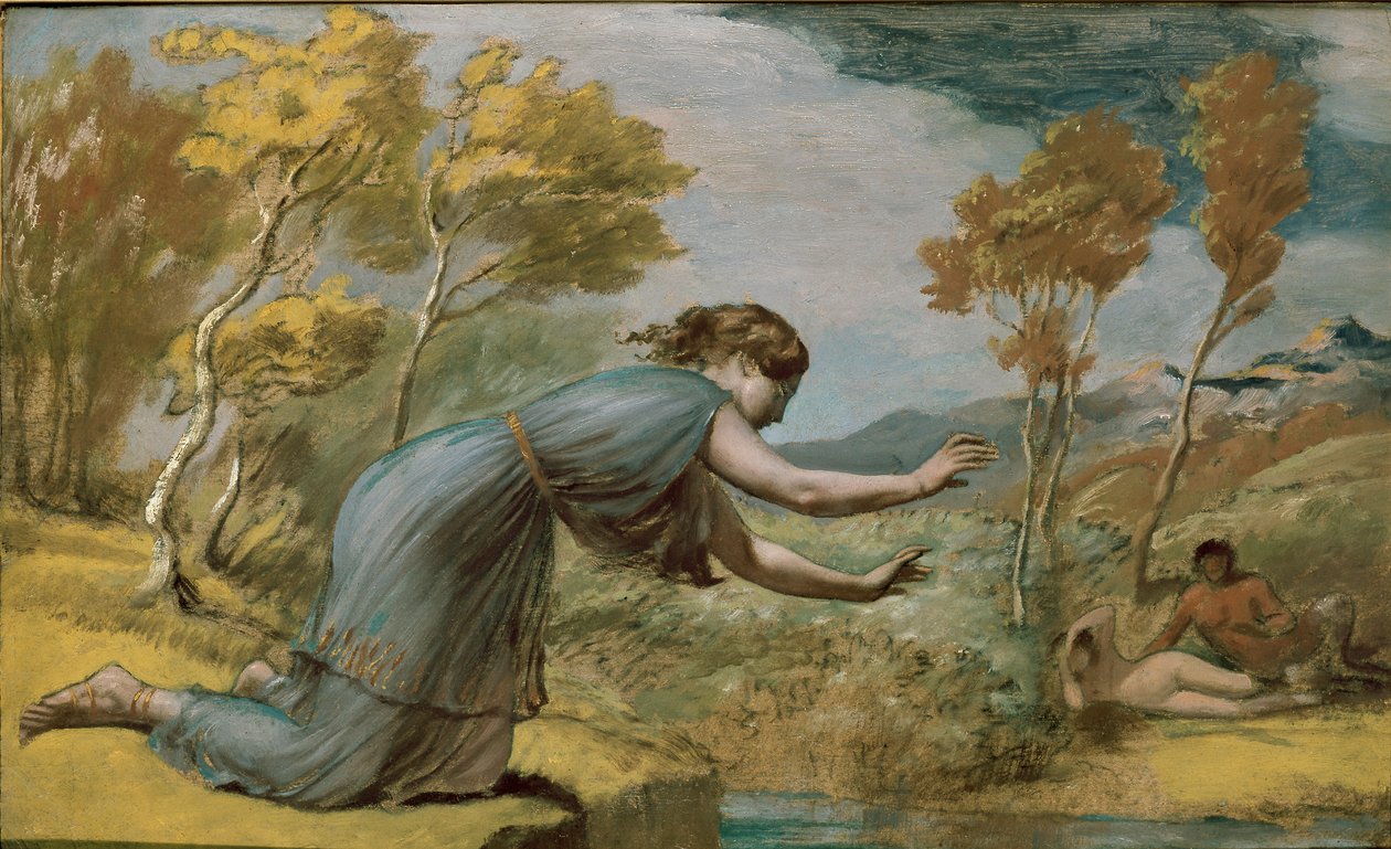 Psique no Stream, meados do século 19 de Edward Calvert