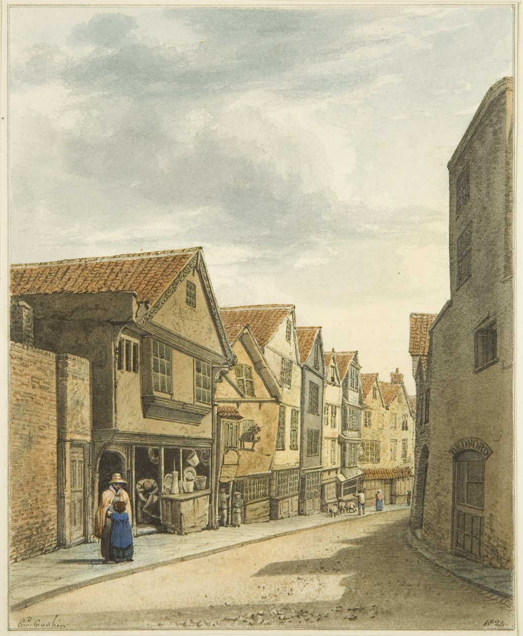 Castle Mill Street (lápis e aguarela sobre papel) de Edward Cashin
