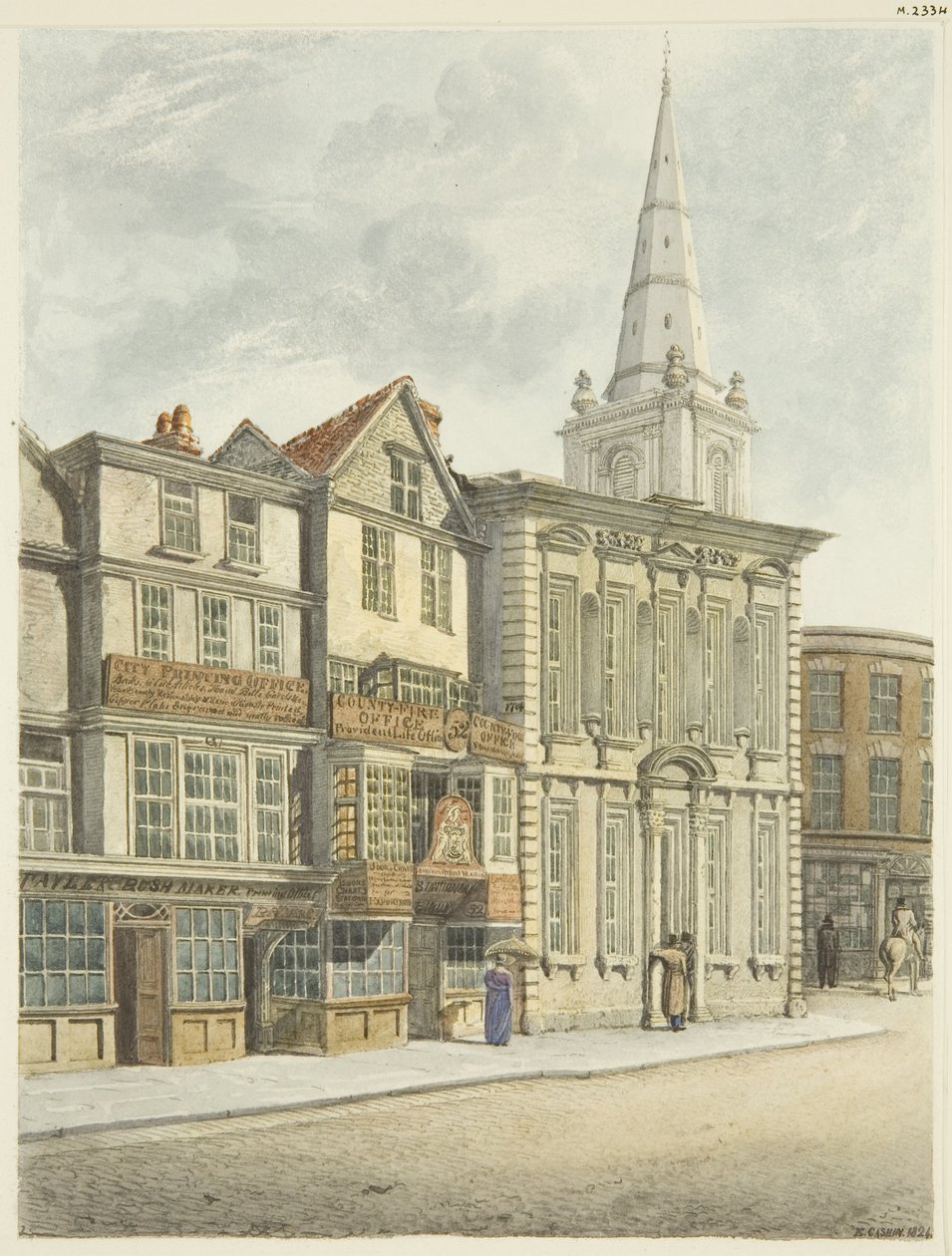 Antiga Câmara Municipal, derrubada em 1824 (lápis e aguarela sobre papel) de Edward Cashin