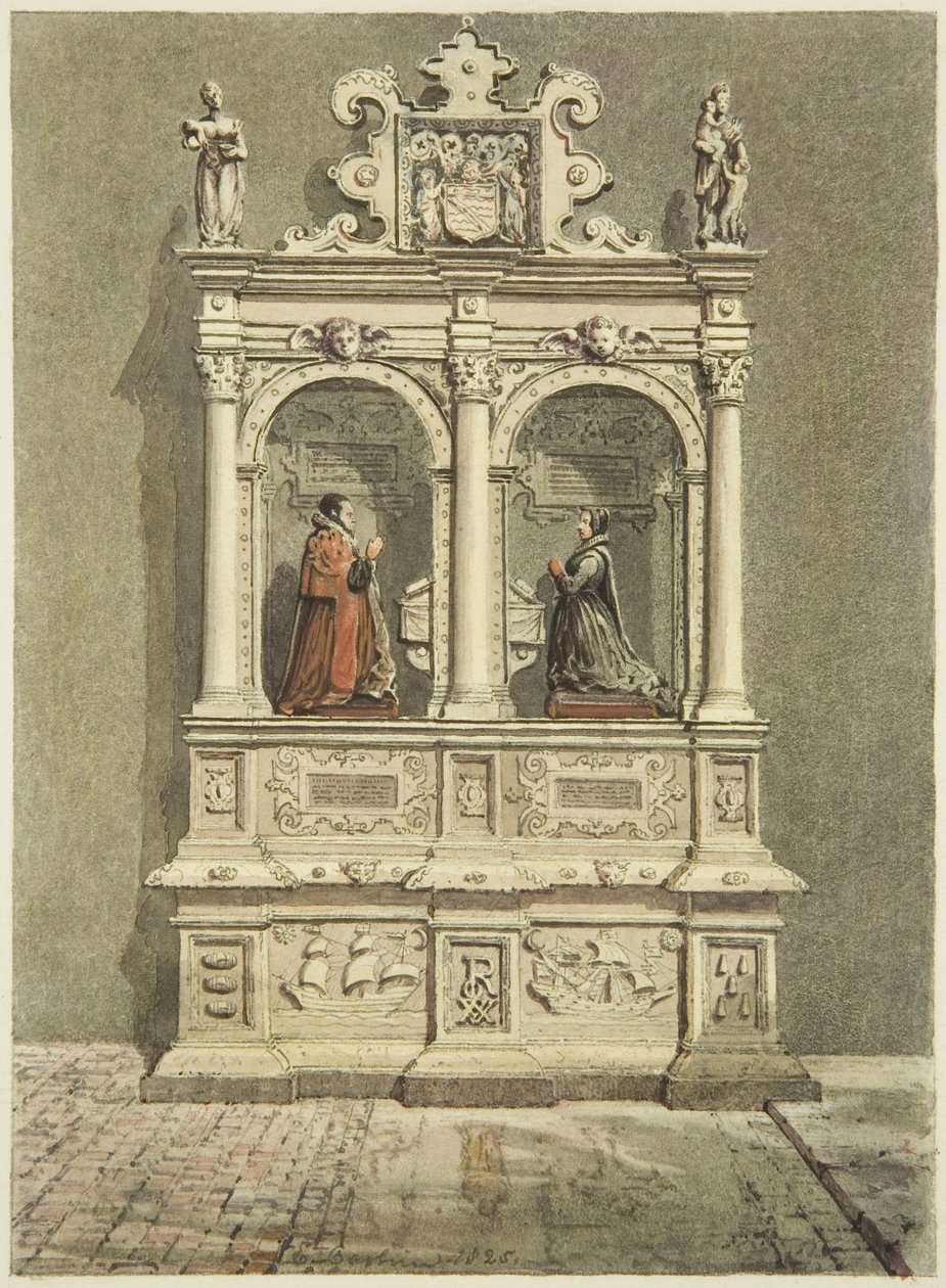 Monumento de Robert Aldworth na Igreja de São Pedro (aguarela e lápis sobre papel) de Edward Cashin