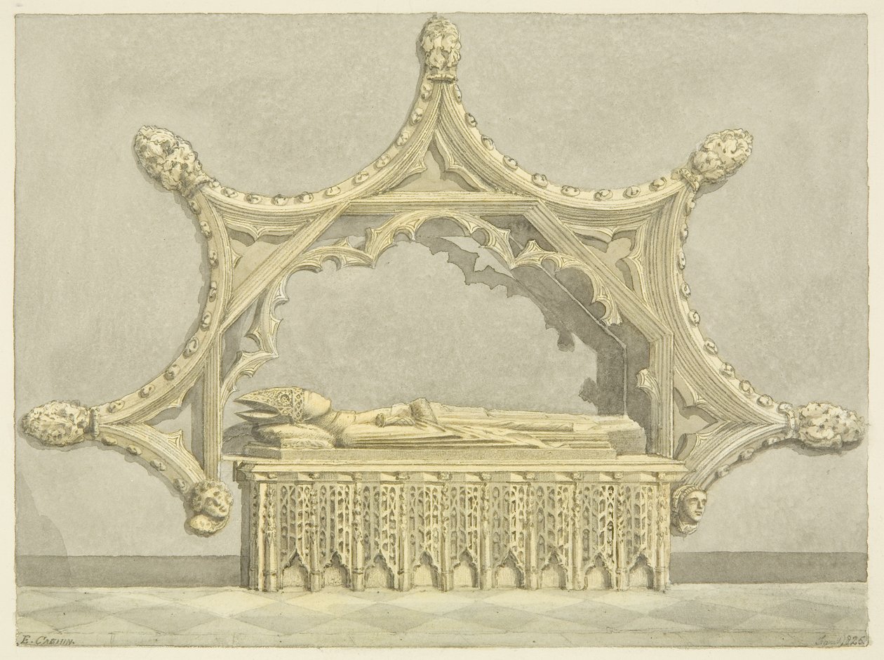 Túmulo do Abade Knowles, na Catedral de Bristol (lápis e aguarela sobre papel) de Edward Cashin